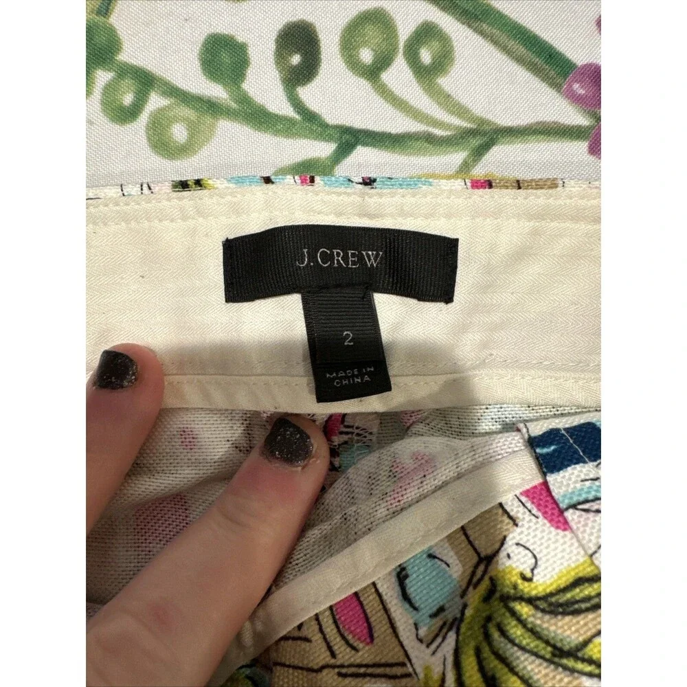 J. Crew Harbor Print Sailor Side Zip Linen Shorts Womens 02 Pre-owned Condition